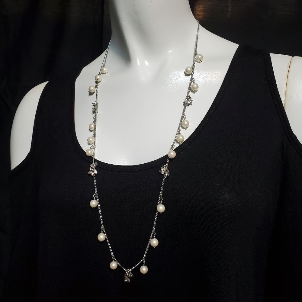Silver & Faux Pearl Necklace